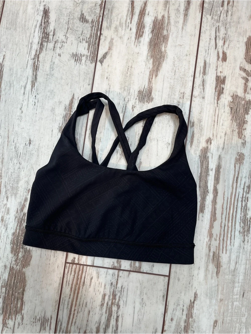Lululemon Energy Bra Black Strappy Back Geometric Embossed Medium Support 4 - Picture 4 of 11